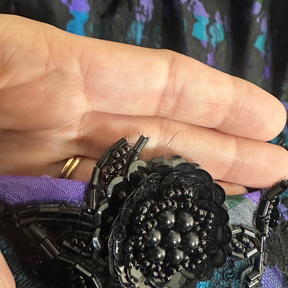 Vtg Silk Blend Punk Retro Lace Beaded Sequin Tulle Whimsygoth Grunge Party Dress - Picture 7 of 9